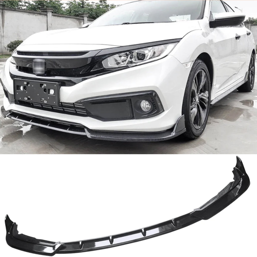 NINTE Front Lip Fits 2019-2021 Honda Civic Sedan 10th Gen FC1/FC2/FC5 Facelift 3 Pieces PP Painted Front Bumper Lip Splitter