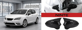 NINTE Universal Side Mirror Cover Cap Fit For Seat Ibiza MK4 2008-2017 Painted Gloss Black Horn Style Sport Without Logo - NINTE