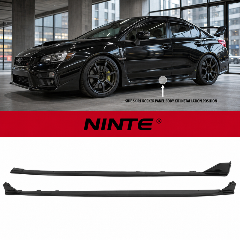 NINTE Side Rocker Panel Body Kit Fit for Subaru WRX STI 4-Door 2015-2021 Black ST Style Left and Right Pair