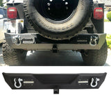 NINTE Rear Bumper For 1987-2006 Jeep Wrangler TJ YJ With LED Light 2 Inch Receiver D Ring