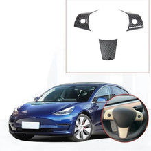 Cargar imagen en el visor de la galería, Ninte Tesla Model 3 2017-2019 Carbon Fiber Wheel Steering Panel Cover - NINTE