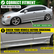 Cargar imagen en el visor de la galería, NINTE Left and Right Rocker Side Skirt Kit Fit for Honda Civic Sedan 4DR 2006-2011 Black ABS Plastic RR Style