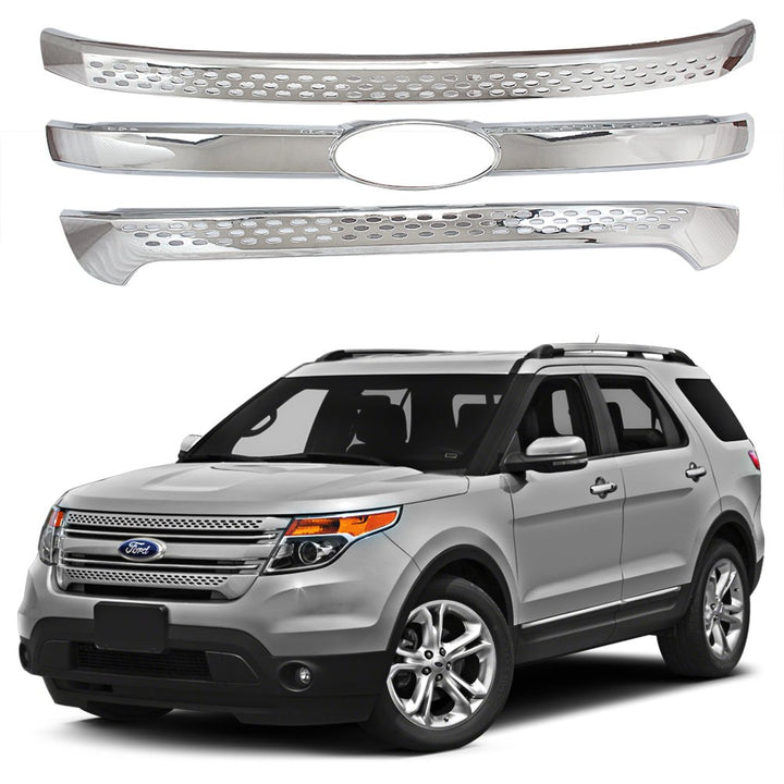NINTE For 2011 - 2015 Ford Explorer Grill Cover Base Limited XLT Painted Grille Overlay Trim - NINTE