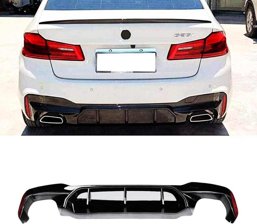 NINTE Rear Diffuser Fit for 2017-2023 BMW G30 Sedan 4-Door G31 G38 5 Series M Sport Rear Bumper Diffuser Low Bumper Lip M5 Style Gloss Black ABS Painted Valance Apron