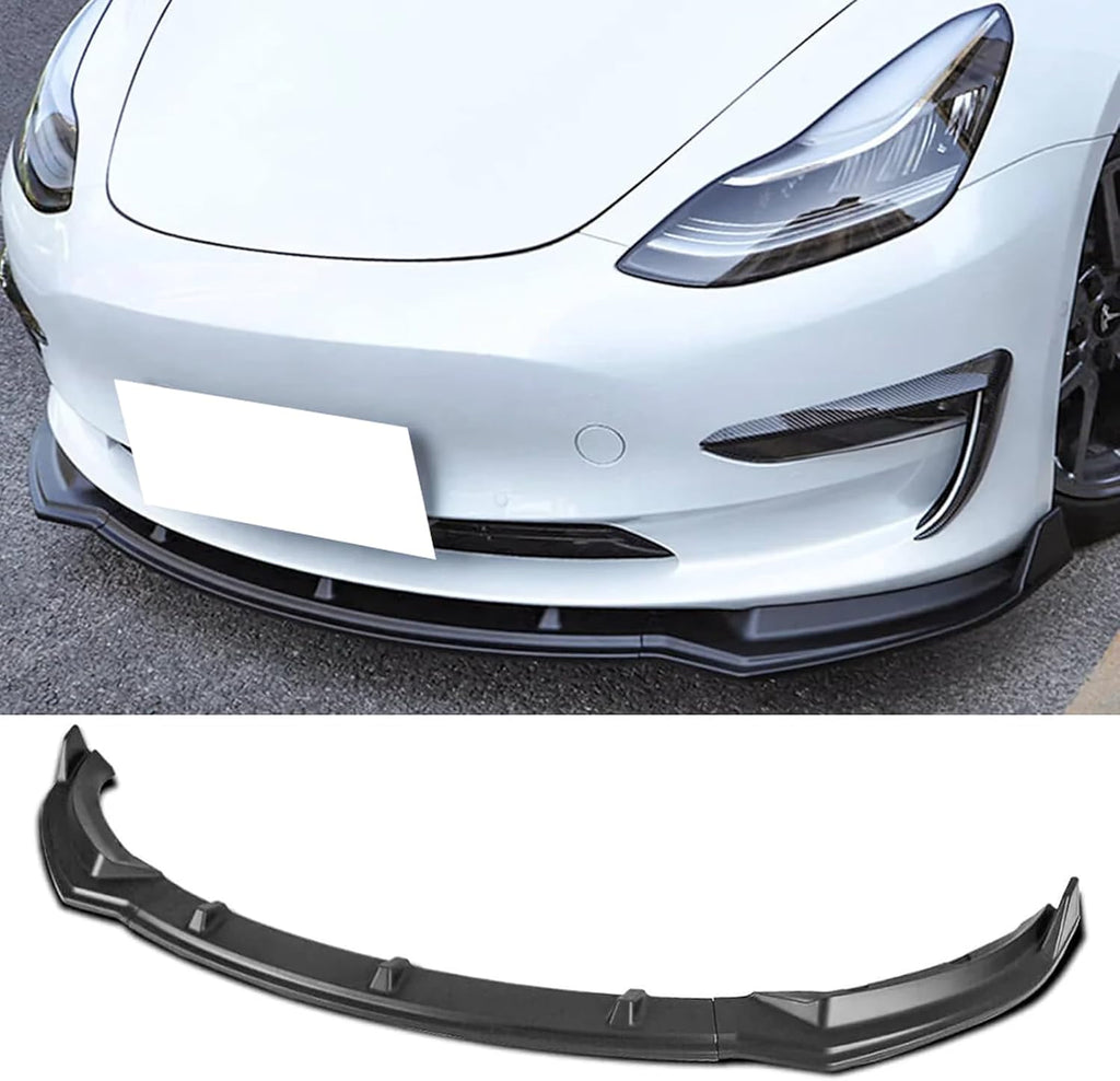 NINTE For 2017-2023 Tesla Model 3 Sedan Front Lip ABS 3 Pieces Front Chin Splitter