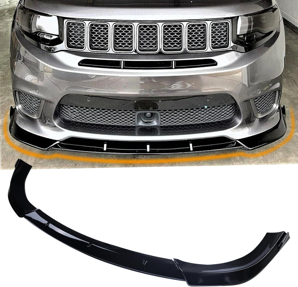 NINTE For 2014-2021 Jeep Grand Cherokee Front Lip ABS  Add-on Gloss Black