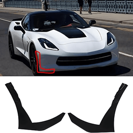 NINTE For 2014 - 2019 Chevrolet Corvette C7 Z06 Z07 Front Splitter Extension Winglets ABS Painted Front Bumper Corner Spoiler - NINTE