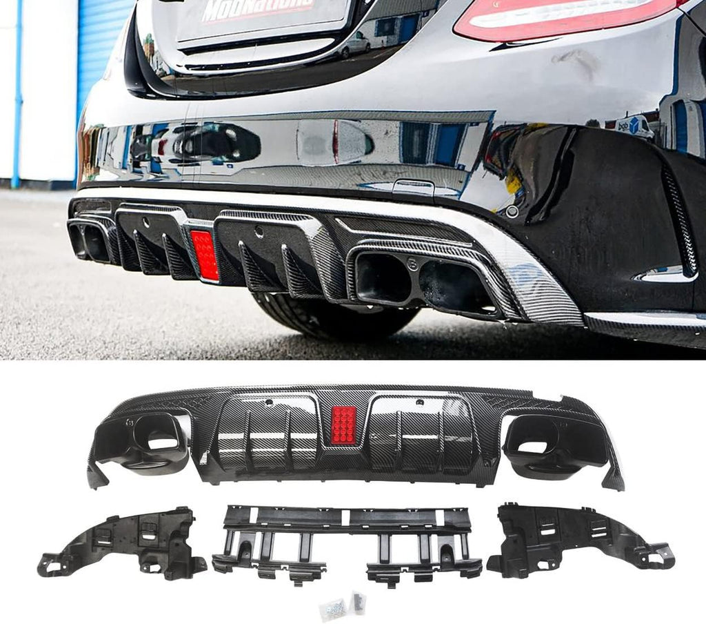 NINTE Rear Diffuser for 2015-2021 Benz W205 C-Class C63 C63S C43 C43S AMG B Style Rear Bumper Lip