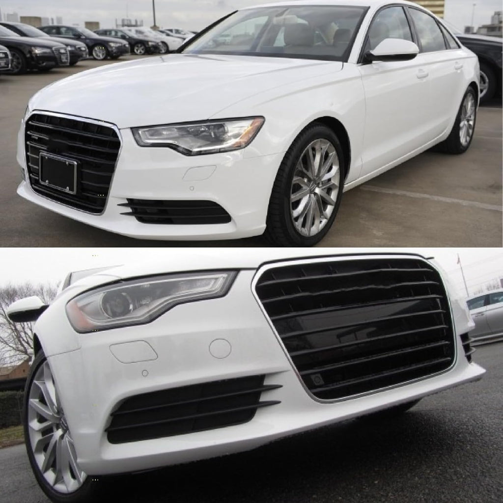 NINTE Front Bumper Fog Light Grille Inserts For Audi 2012-2015 A6 & A6 Quattro | Replaces OEM 4G0807681 & 4G0807682 Left & Right Set Direct Clip-In Installation