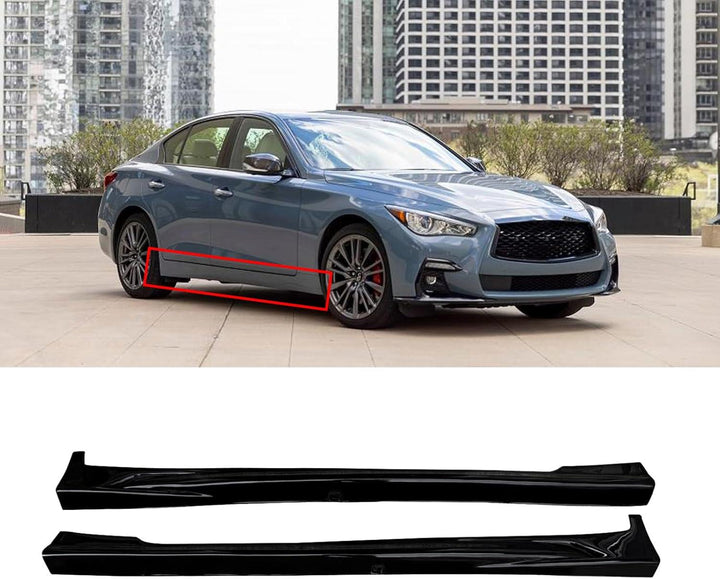 NINTE MOD Style Side Skirts For 2014 - 2024 Infiniti Q50 Extension Lips ABS Integrated Durable - NINTE
