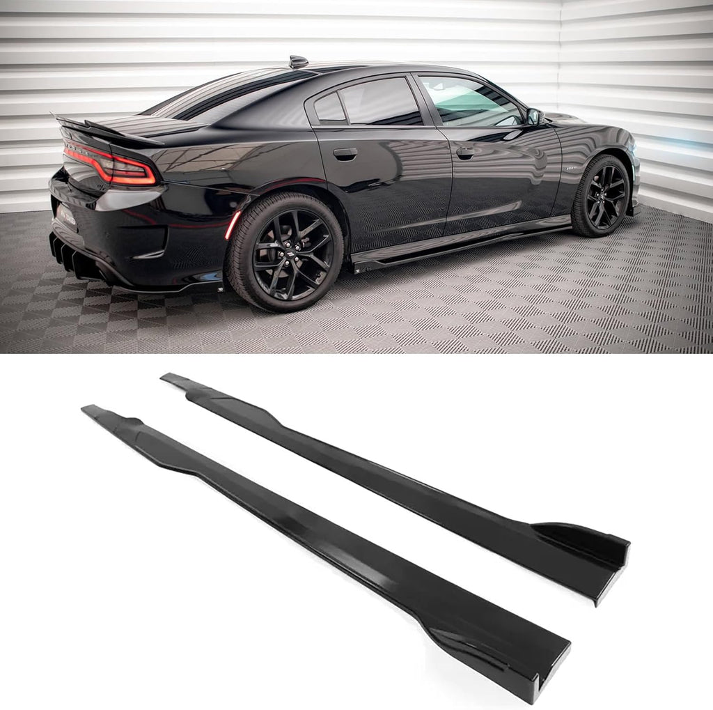 NINTE For 2015-2023 Dodge Charger SRT Side Skirts ABS Rocker Panel Extension Lips Matte Black