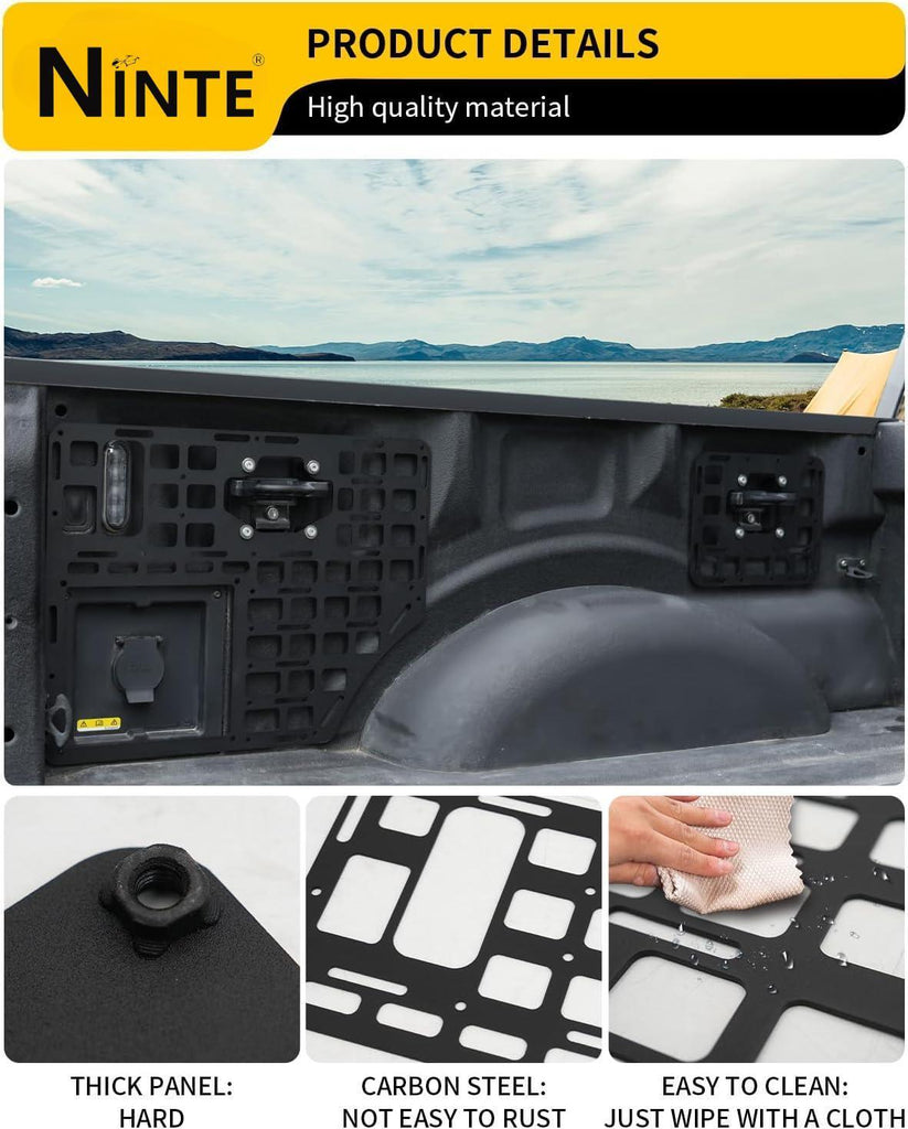NINTE Side Bed Panel For 2015-2025 Ford F150 Side Molle Panel 5.5FT Truck Bed Panel Rear Cargo Storage Shelf for 2024 Ford F-150 Accessories