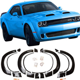 NINTE Fender Flares for 2015 - 2021 Dodge Challenger Hellcat Model, Demon Style PP Unpainted Black Fender Flares - NINTE