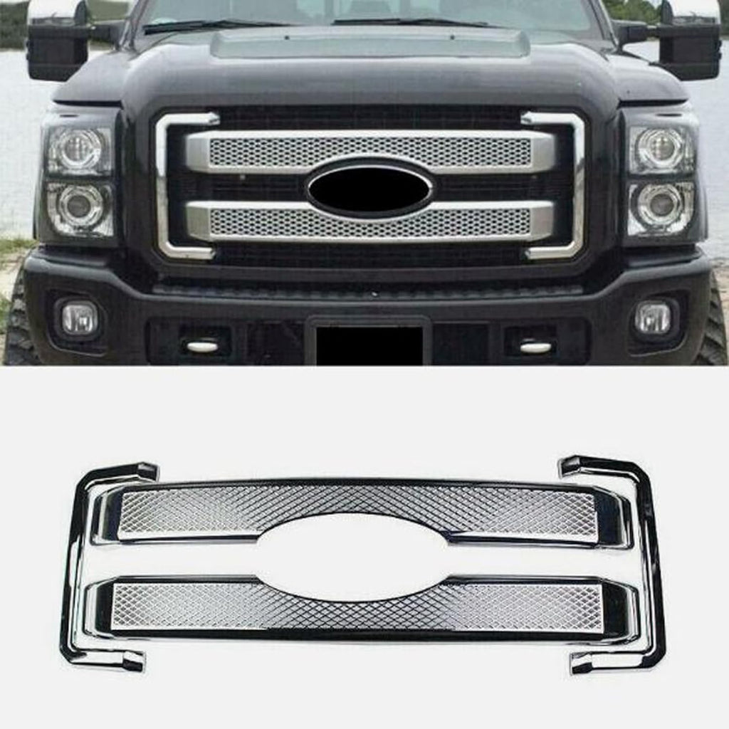 NINTE Grille Covers for 2011-2016 Ford F-250 F-350 F-450 F-550 Super Duty - ABS Front Bumper Hood Grill Cover - 4pcs（NOT the Replacement）