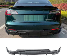 Charger l&#39;image dans la galerie, NINTE Rear Diffuser for 2017-2023 Tesla Model 3 ABS Painted Rear Bumper Lip Diffuser + Aprons 3PC