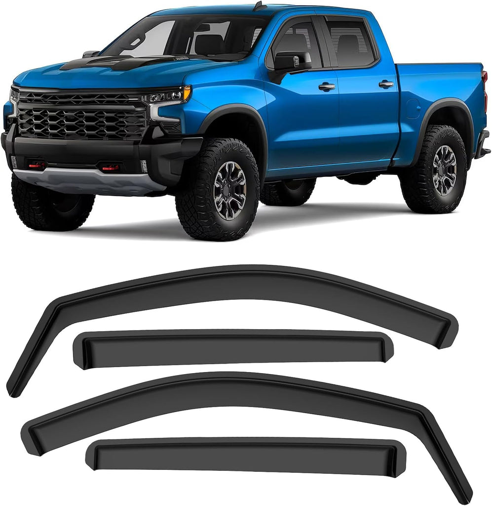 NINTE For 2019-2024 Chevy Silverado/GMC Sierra 1500, In-Channel Rain Guards Durable Side Windows Rain Guard, Wind Deflectors, Vent Visors, Rain Visor, Window Visor-4 PCS