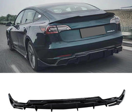 NINTE Rear Diffuser for 2017 - 2023 Tesla Model 3 ABS Painted Rear Bumper Lip Diffuser + Aprons 3PC - NINTE