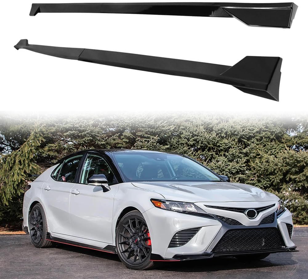 NINTE For 2018-2024 Toyota Camry SE XSE Models TRD Style Side Skirts Rocker Panel, Injection PP Gloss Black