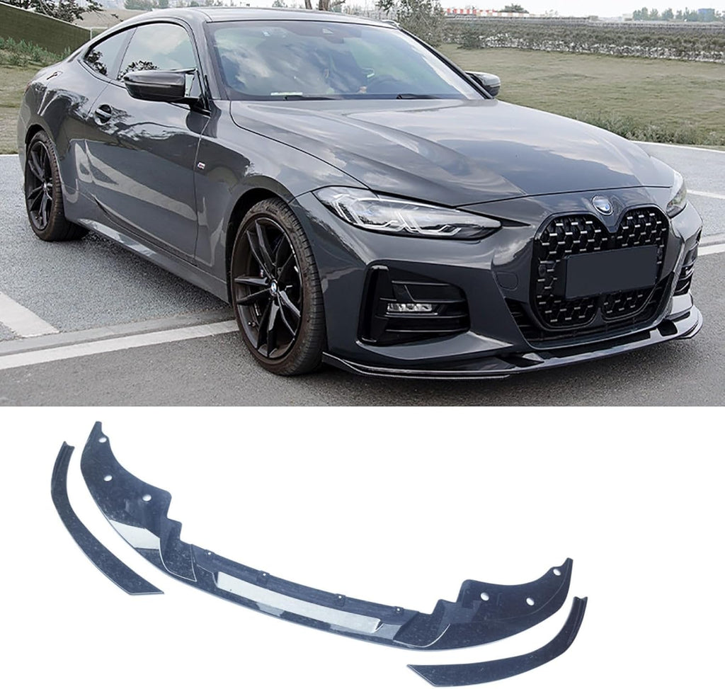 NINTE Front Lip for 2020 2021 2022 2023 2024 2025 BMW 4 Series Coupe Convertible G22 G23 430i M440i M Sport Front Splitter Bumper Lip ABS Painted Carbon Fiber Style Chin G22 Extension Accessories