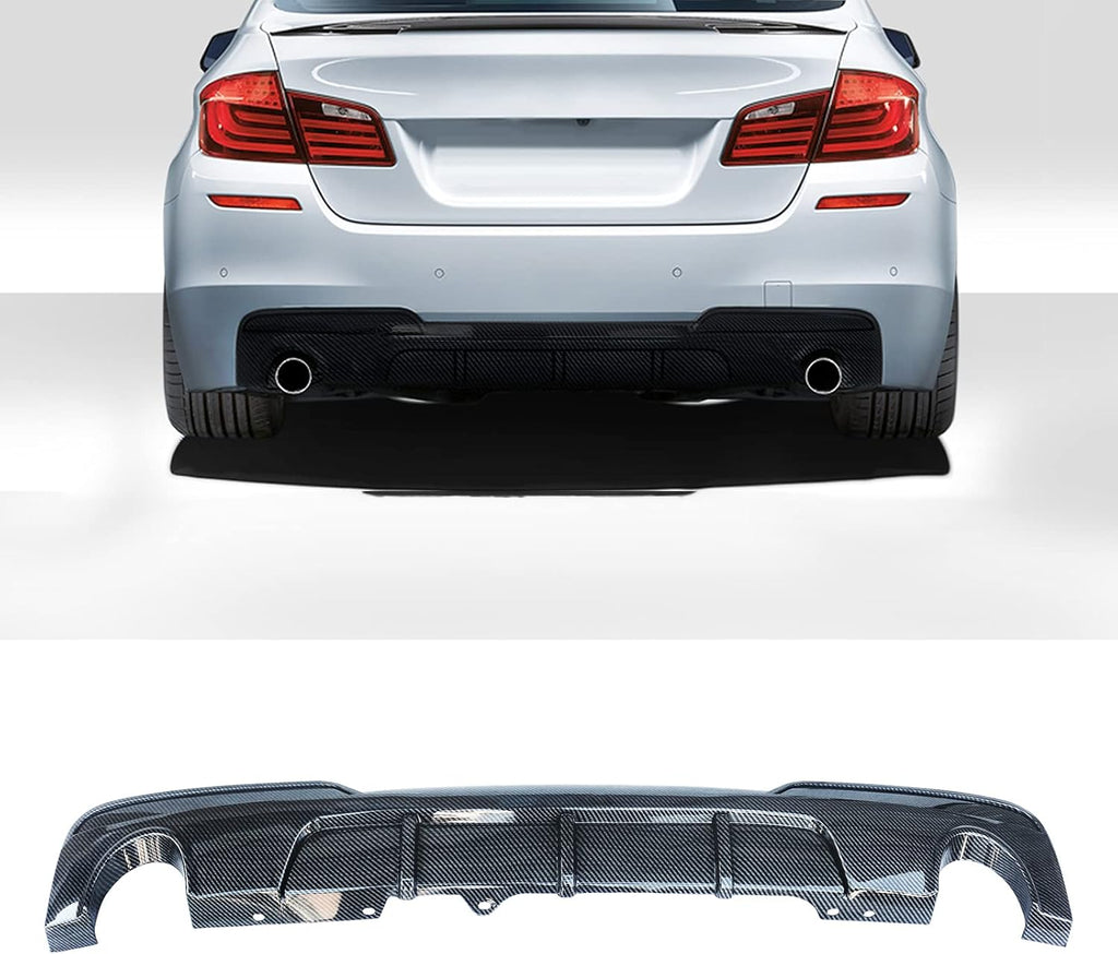 NINTE For 2011-2017 BMW 5-Series F10 F11 535d 535i Rear Diffuser M Sport MP Style Twin Outlet Rear Bumper Lip