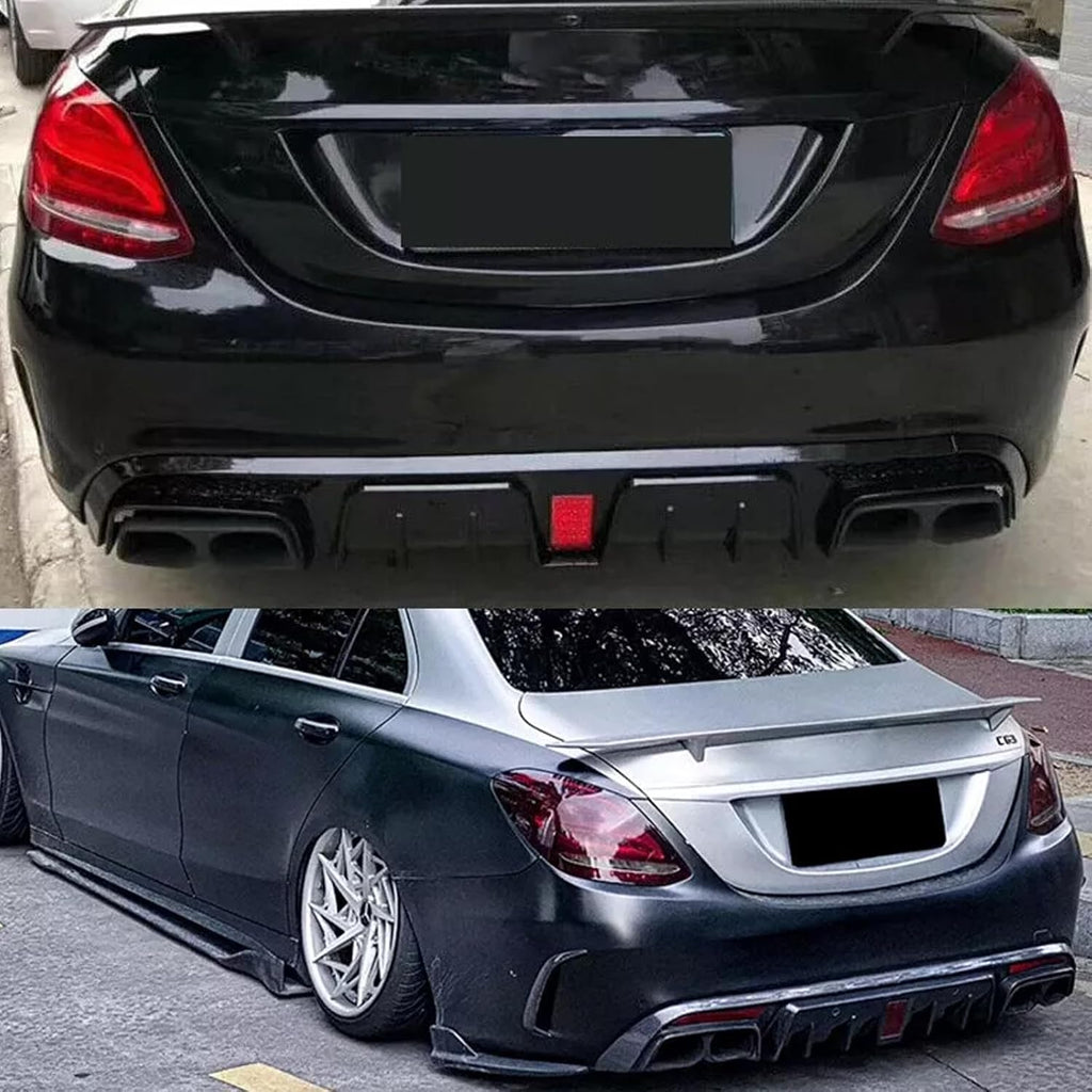 NINTE Rear Diffuser for 2015-2021 Benz W205 C-Class C63 C63S C43 C43S AMG B Style Rear Bumper Lip