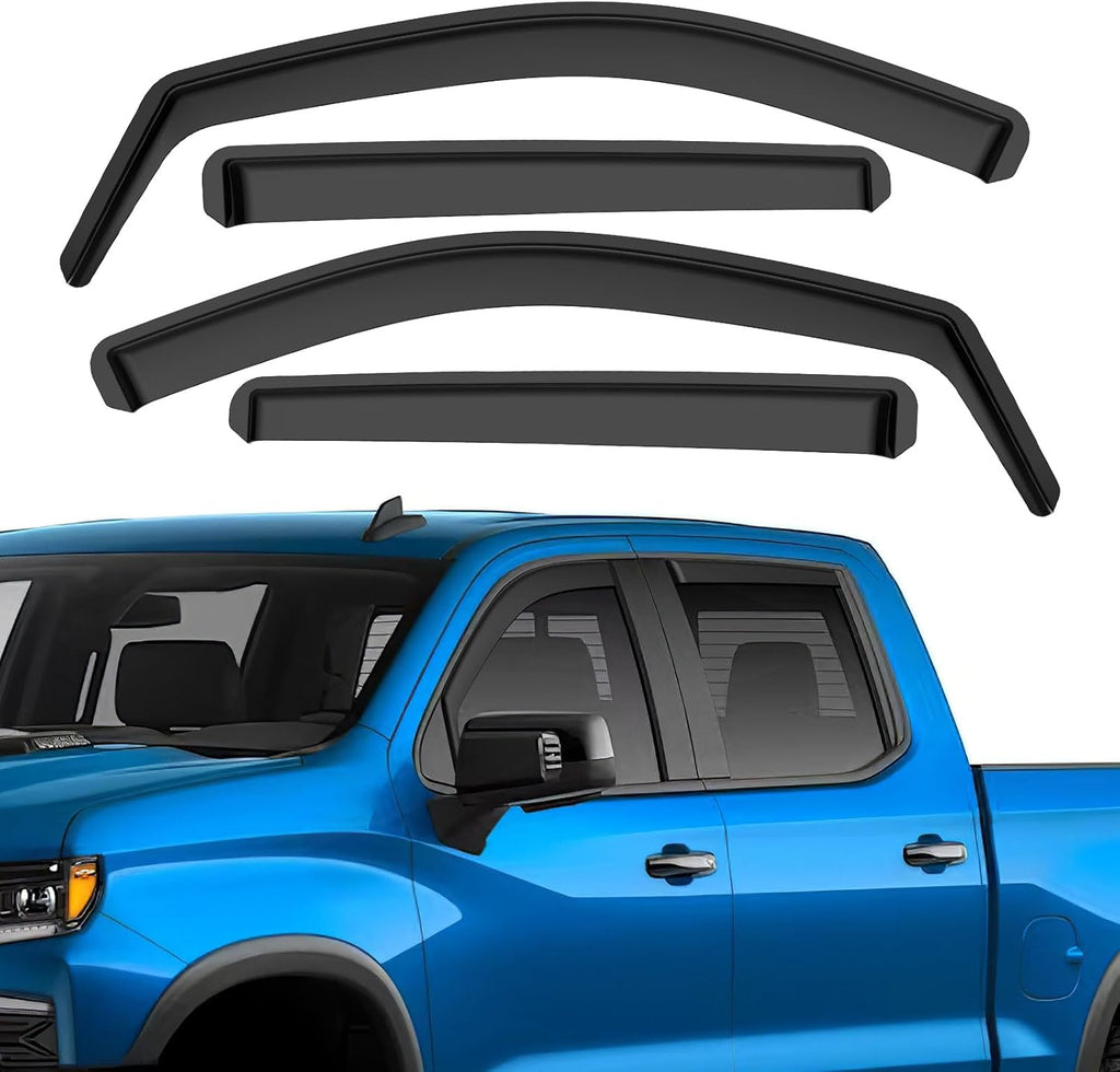 NINTE For 2019-2024 Chevy Silverado/GMC Sierra 1500, In-Channel Rain Guards Durable Side Windows Rain Guard, Wind Deflectors, Vent Visors, Rain Visor, Window Visor-4 PCS