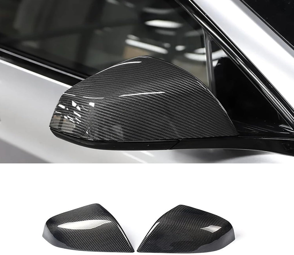 NINTE Tape-On Overlay Mirror Cover for Tesla Model X 2016-2022 Mirror COVERS Carbon Fiber Style ABS Painted (NOT the Replacement)