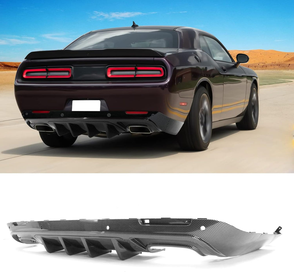 NINTE For 2015-2023 Dodge Challenger  Rear Diffuser Lip ABS Carbon Fiber Look