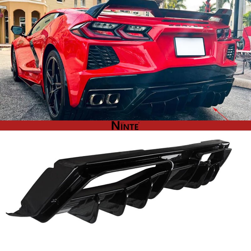 NINTE Rear Diffuser For 2020 - 2025 Chevy Corvette C8 ABS Add - on Gloss Black Lower Bumper Exterior Accessories - NINTE