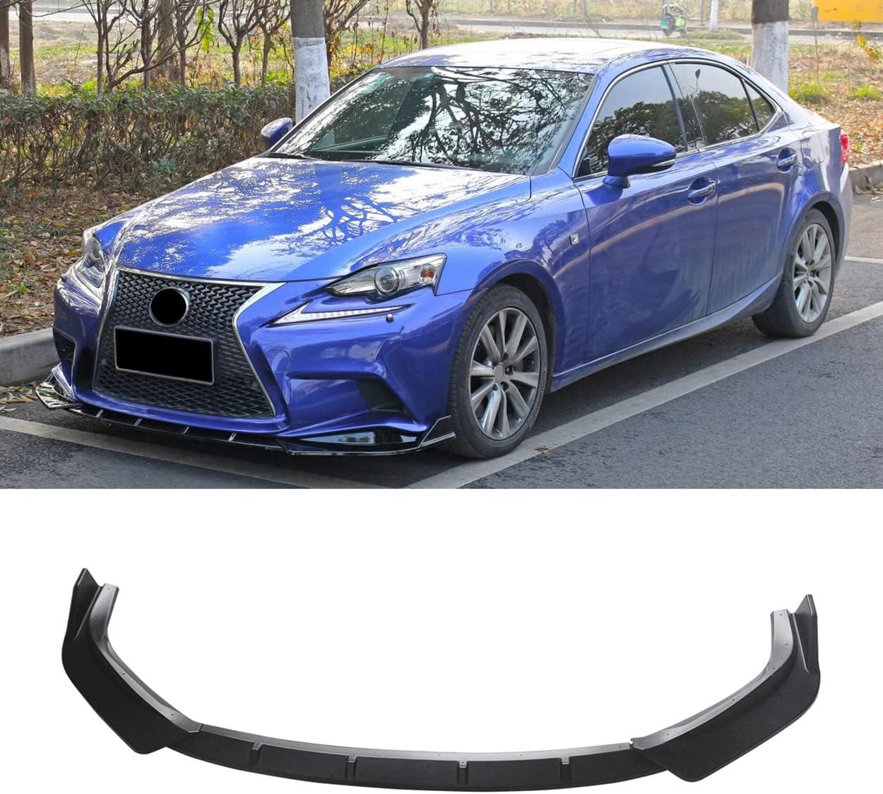 Front Bumper Lip Spoiler For 2014-2016 Lexus IS F Sport - 3 Piece Black Carbon Fiber Style Splitter