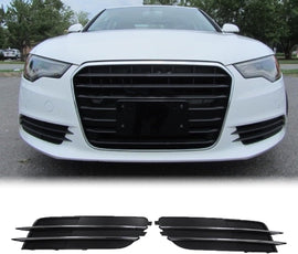 NINTE Front Bumper Fog Light Grille Inserts For Audi 2012-2015 A6 & A6 Quattro | Replaces OEM 4G0807681 & 4G0807682 Left & Right Set Direct Clip-In Installation