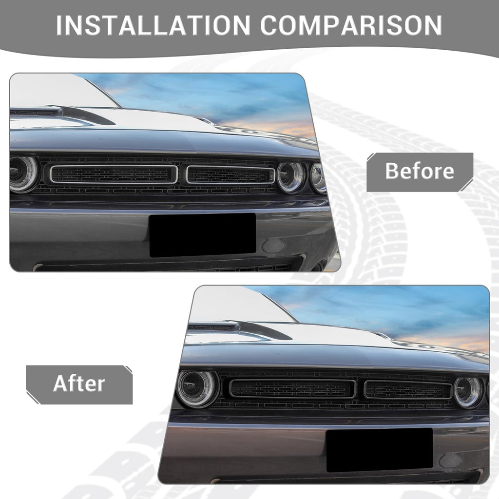 NINTE For 2015-2024 Dodge Challenger Front Grill Mesh Grille Inserts Trim Cover Black Black Exterior Accessories 2pcs