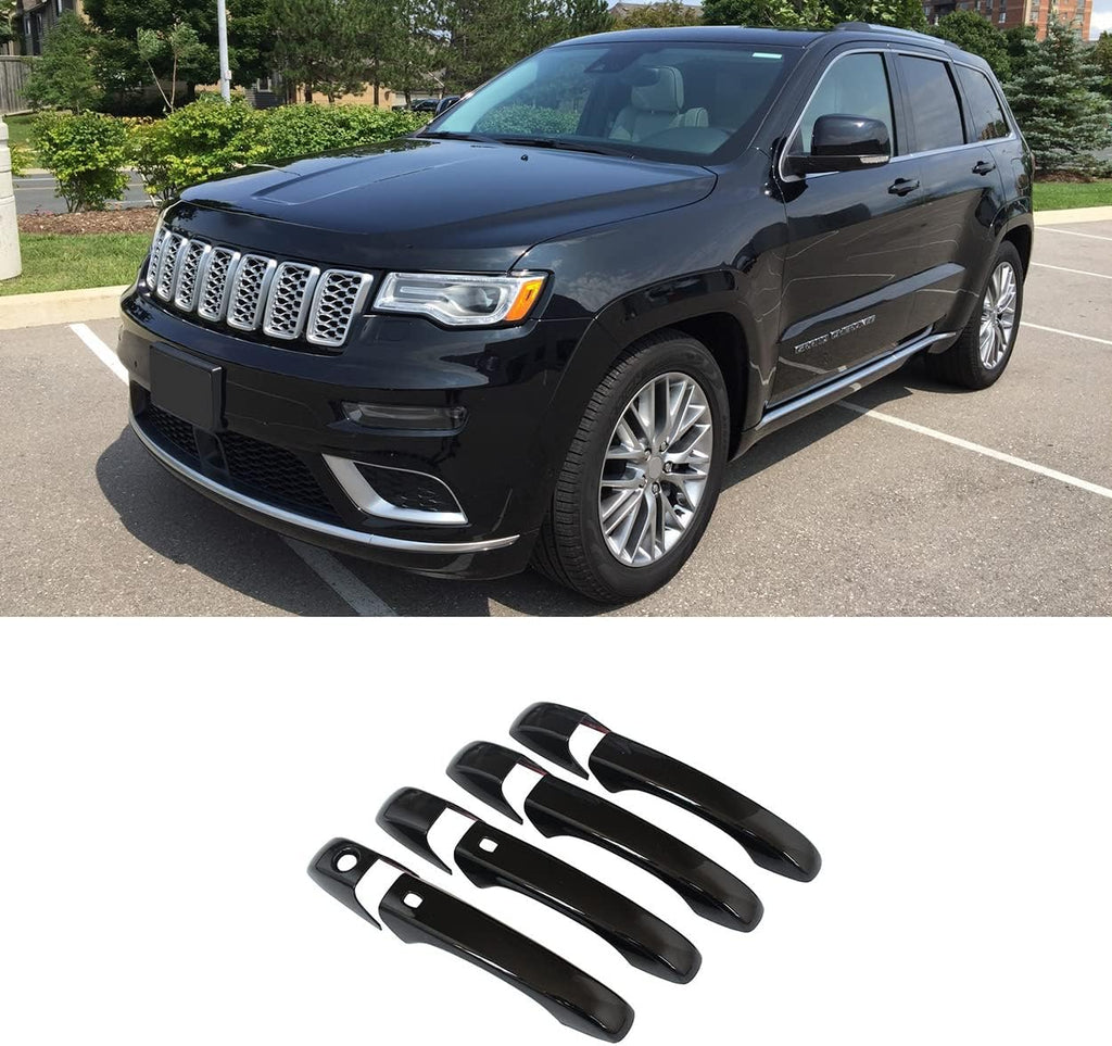 NINTE Door Handle Cover for 2013-2021 Jeep Grand Cherokee & 2014-2023 Dodge Durango ABS Gloss Black with 2 Smart Keyhole