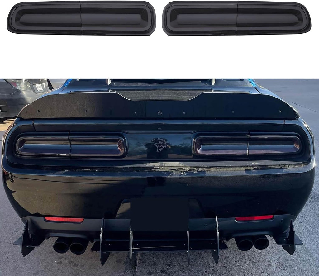 NINTE For 2015-2024 Dodge Challenger Accessories Tail Light Covers Rear Guard Trim Kit Exterior Frame Smoked Black 4Pcs