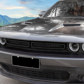 NINTE For 2015 - 2024 Dodge Challenger Front Grill Mesh Grille Inserts Trim Cover Black Black Exterior Accessories 2pcs - NINTE