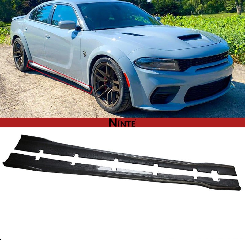 NINTE Side Skirts For 2020 - 2023 Dodge Charger Widebody Rocker Panel Extension Lip Body Kits - NINTE