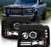 Charger l&#39;image dans la galerie, NINTE 1992-1996 Ford Bronco/F150/F250/F350 Projector Black Headlight [LED Halo] - NINTE