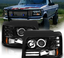 Laden Sie das Bild in den Galerie-Viewer, NINTE 1992-1996 Ford Bronco/F150/F250/F350 Projector Black Headlight [LED Halo] - NINTE