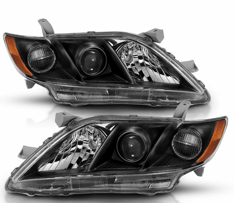 For 2007-2009 Toyota Camry Black Factory Style Projector Headlights Pair - NINTE