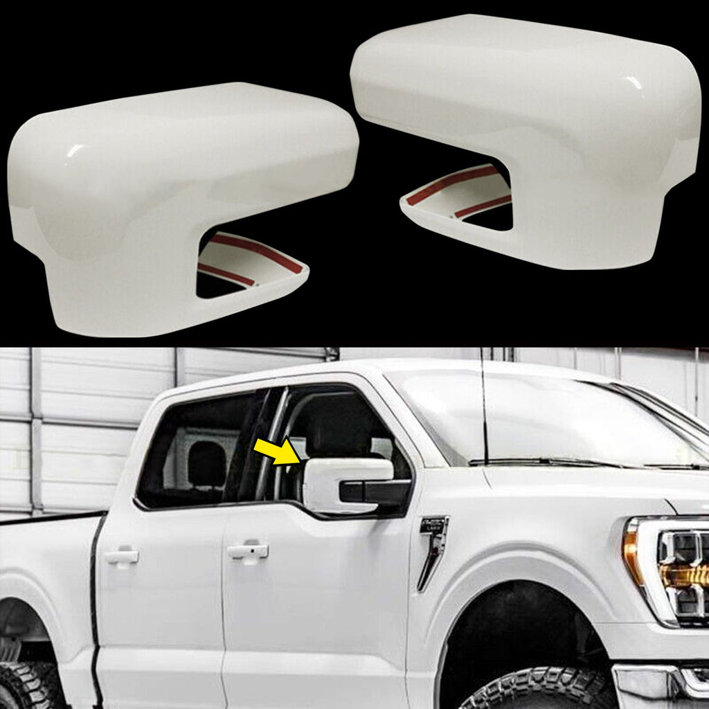 NINTE Mirror COVERS For 21-24 Ford F150  Overlays W/Signal Hole WHITE
