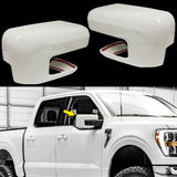 NINTE For 2021-2024 Ford F150 Mirror COVERS Overlays With Signal Hole WHITE
