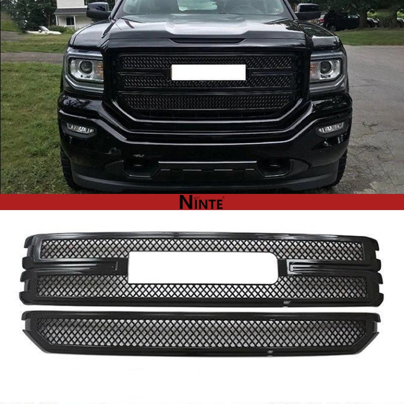 NINTE Grill Cover For 2016 - 2018 GMC Sierra 1500 Base & SLE Front \Hood Grille Overlay - NINTE