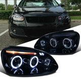 NINTE Headlight For VW 06-08 Golf Mk5 Jetta Glossy Black Tinted LED Halo Projector Headlights