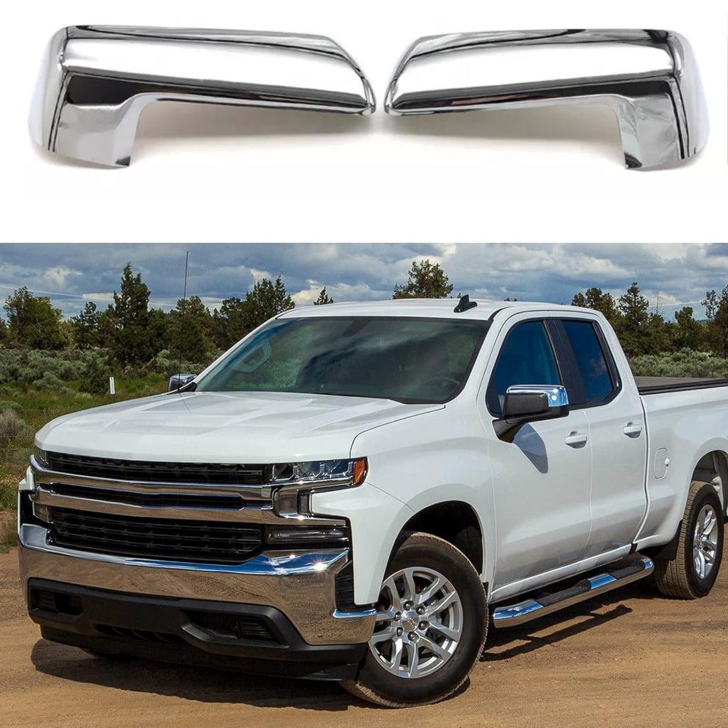 NINTE For 2019-2025 Chevy Silverado / GMC Sierra 1500 Chrome Top Half Mirror Cap Covers