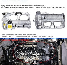 Cargar imagen en el visor de la galería, NINTE Upgrade Aluminum Valve Cover Kit for 2012-2018 BMW N20 320i 328i 528i X3 X5 X1 Z4 2.0L L4 Replace 11127588412