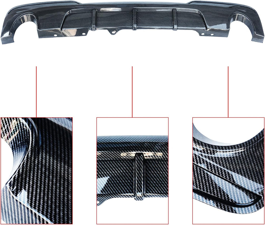 NINTE For 2011-2017 BMW 5-Series F10 F11 535d 535i Rear Diffuser M Sport MP Style Twin Outlet Rear Bumper Lip