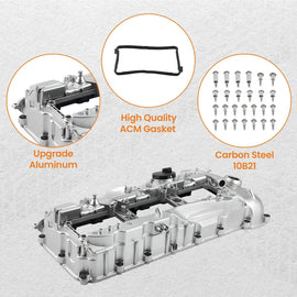 NINTE ALUMINUM Valve Cover with Gasket Cap for BMW 135i 335i 535i 640i 740i X3 X5 N55 11127570292 - NINTE