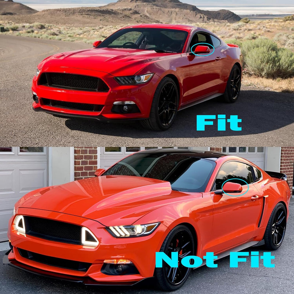 NINTE Tape - On Overlay Mirror Cover For Ford 2015 - 2024 Mustang GT/Ecoboost Mirror COVERS Without Turn Signal ABS Painted Gloss Black (NOT the Replacement) - NINTE