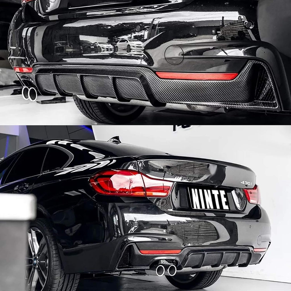 NINTE For 2014-2020 BMW 4 Series F32 F33 F36 420i 420d 428i 430i M Sport Rear Diffuser Single Twin Exhaust Rear Bumper Lip Splitter