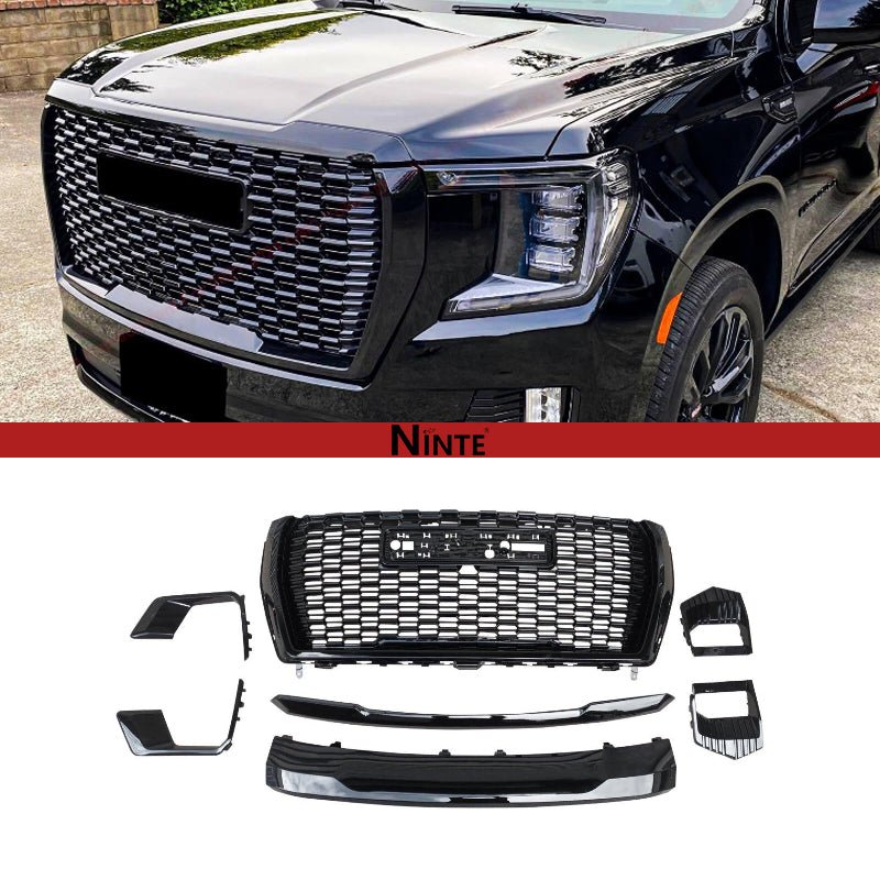 NINTE Grille Hood Trim Molding Gloss Black Set For 2021 - 2024 GMC Yukon/XL Grille Front - NINTE
